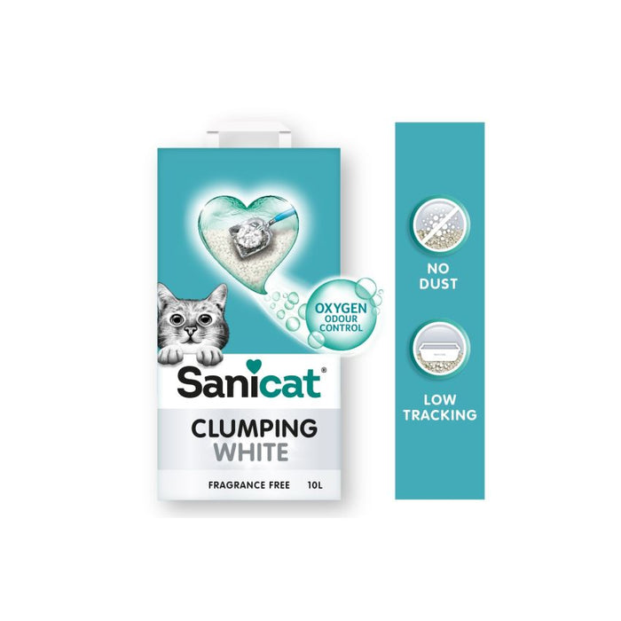 SANICAT White Clumping Litter 20L Fragrance Free Keeps Your Litter Box Clean