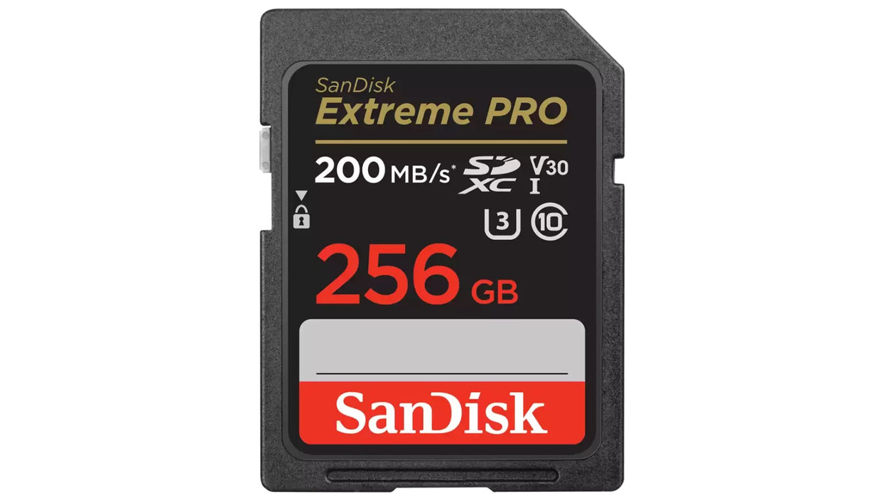 بطاقة ذاكرة SanDisk Extreme PRO SDXC UHS-I سعة 256GB للفيديو بدقة 4K UHD