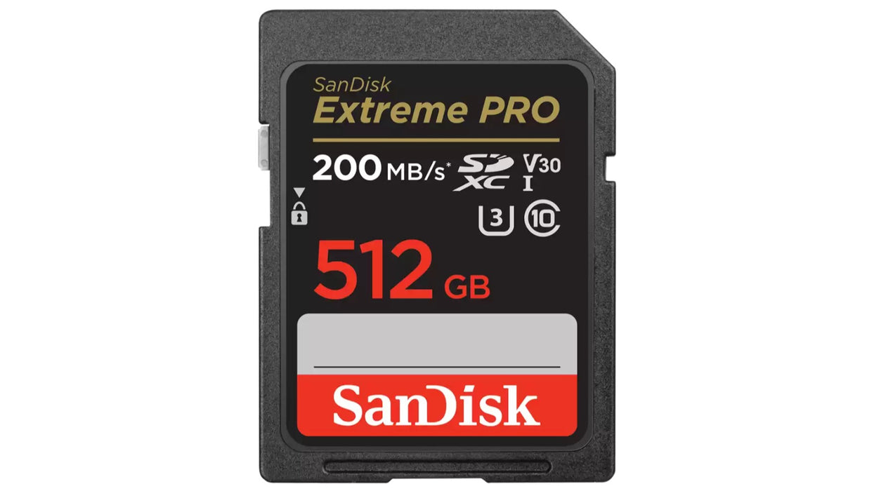 بطاقة ذاكرة SanDisk Extreme PRO SDXC سعة 512GB عالية السرعة ومقاومة للظروف القاسية