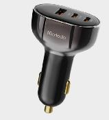 شاحن سيارة سريع بشاشة رقمية 128 واط، شحن PD3.0 و QC3.0 مع حماية أمان متكاملة من Mcdodo