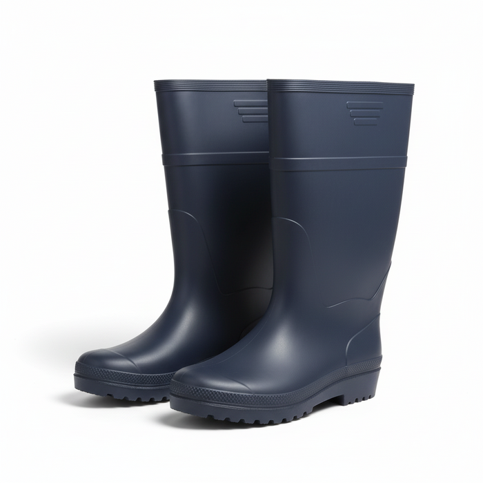 جزمة مطري بلاستيك سوداء ومقاومة للانزلاق