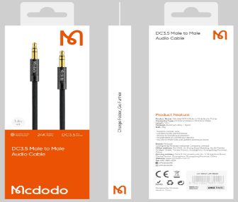 كابل صوتي ذكر إلى ذكر DC3.5 بطول 1.2 متر لنقل صوت بجودة عالية وسهل الاستخدام من Mcdodo
