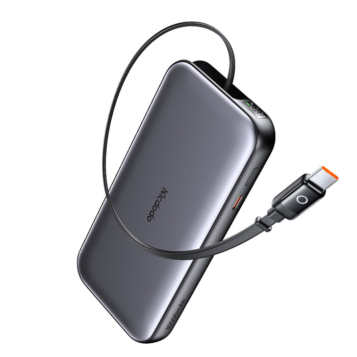 باور بنك 35 واط مع شاشة LED سعة 10000 مللي أمبير وكابل USB-C قابل للسحب فائق السرعة من Mcdodo