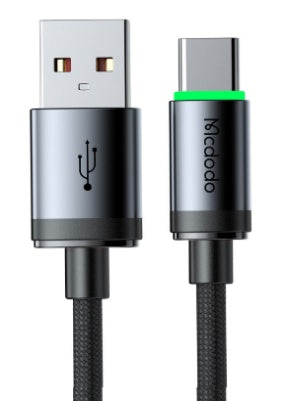 كابل USB-A إلى USB-C مع ضوء الشحن 1 متر، مقاوم للتمزق ومتوافق للشحن وتزامن البيانات من Mcdodo