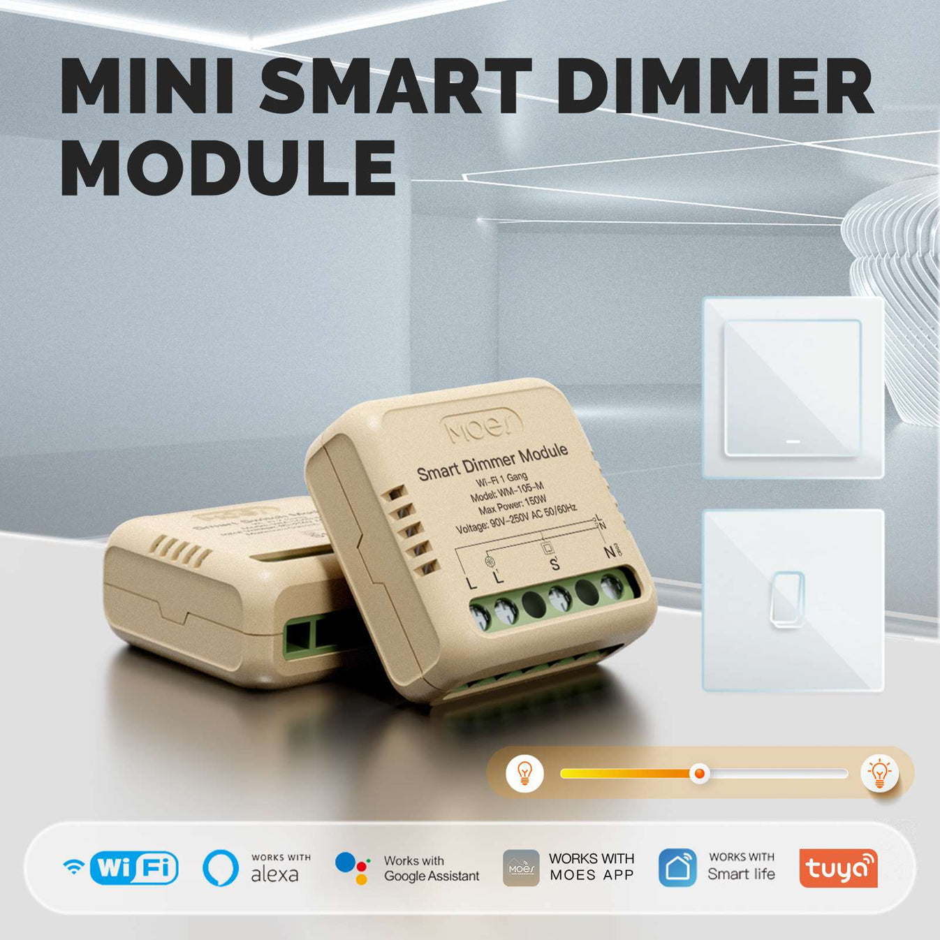 Mini Hidden Smart Switch - 150W - Wi-Fi Mini Hidden Smart Switch - 150W - Wi-Fi