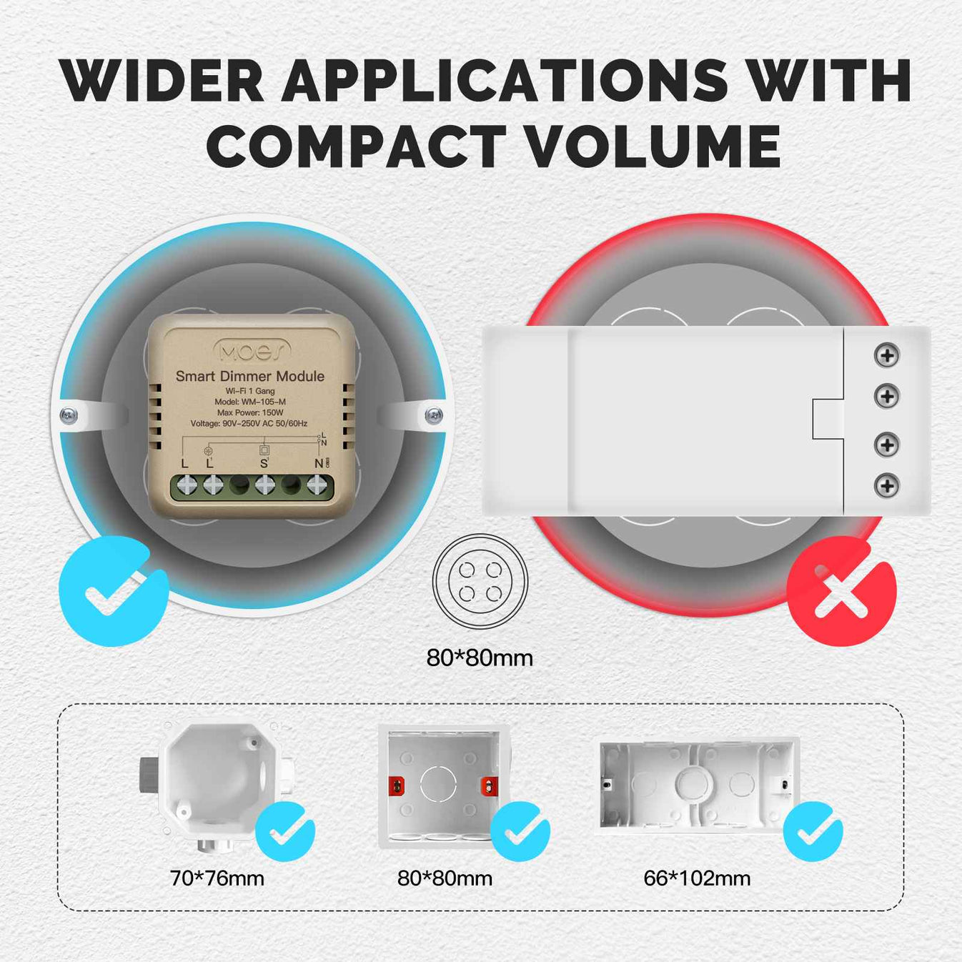 Mini Hidden Smart Switch - 150W - Wi-Fi Mini Hidden Smart Switch - 150W - Wi-Fi