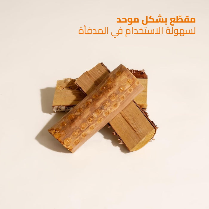 حطب بتولا أوروبي طبيعي احتراق نظيف وطويل، كيس 8–10 كغم للمدافئ والتخييم