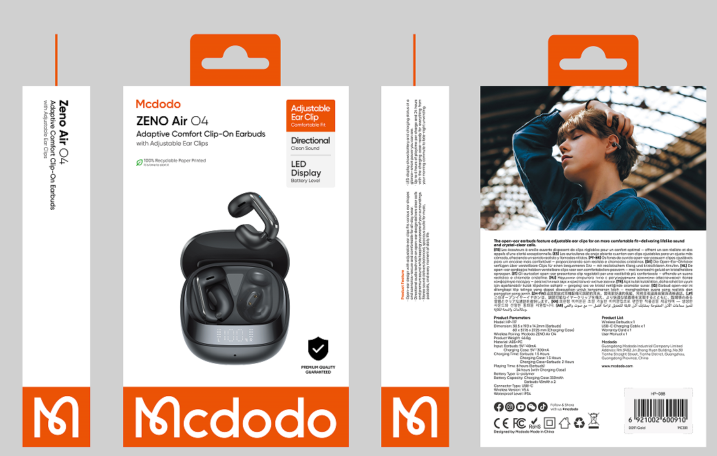 سماعات أذن مزدوجة لاسلكية زنوا إير O4 بتصميم مريح وصوت ستيريو متوازن من Mcdodo