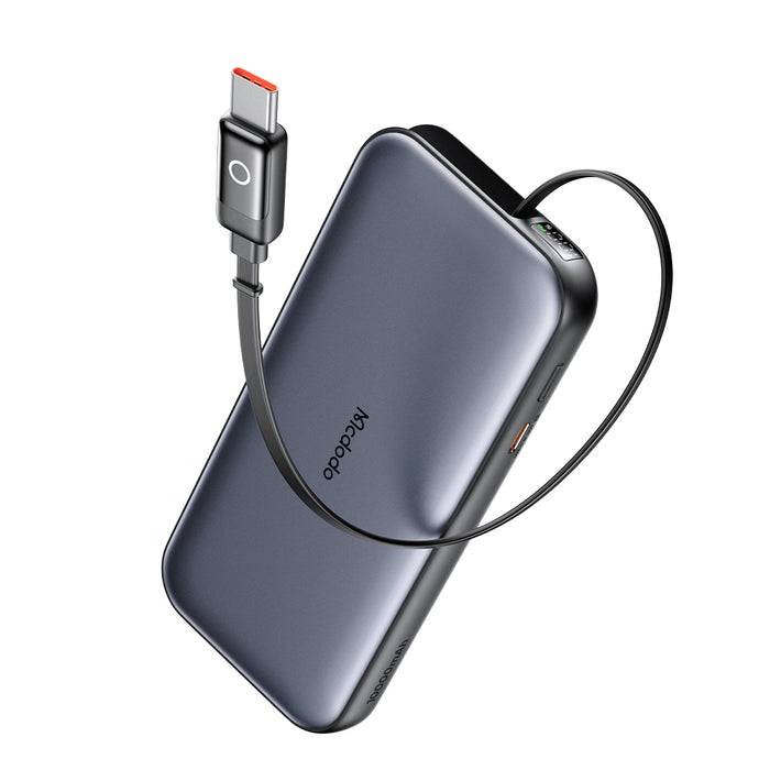 باور بانك 45 واط سعة 10000 مللي أمبير مع كابل USB-C قابل للسحب وشاشة LED من Mcdodo