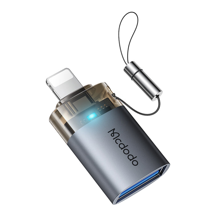محول USB-A إلى Lightning بأضواء مؤشر وحزام حمل، نقل بيانات بسرعة 480 ميجابت/ثانية من Mcdodo