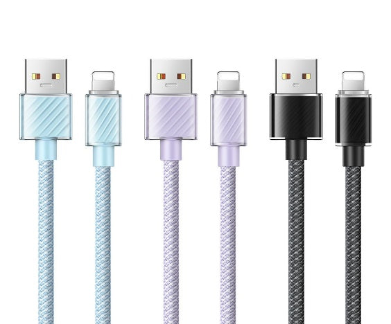 كابل شفاف Lightning 1.2م قوي ومحبوك يدعم تيار 3 أمبير لأجهزة آيفون وآيباد برو من Mcdodo