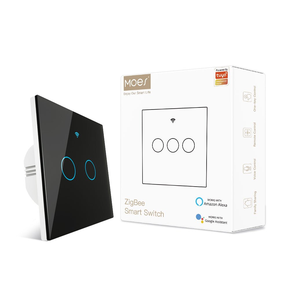مفتاح ذكي ثنائي- Zigbee Mesh - EU Type -اسود مفتاح ذكي ثنائي- Zigbee Mesh - EU Type -اسود