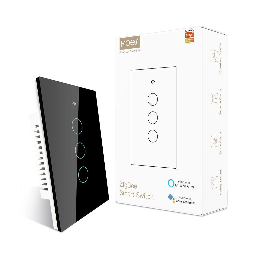 مفتاح ذكي ثلاثي- Zigbee Mesh - US Type -اسود مفتاح ذكي ثلاثي- Zigbee Mesh - US Type -اسود