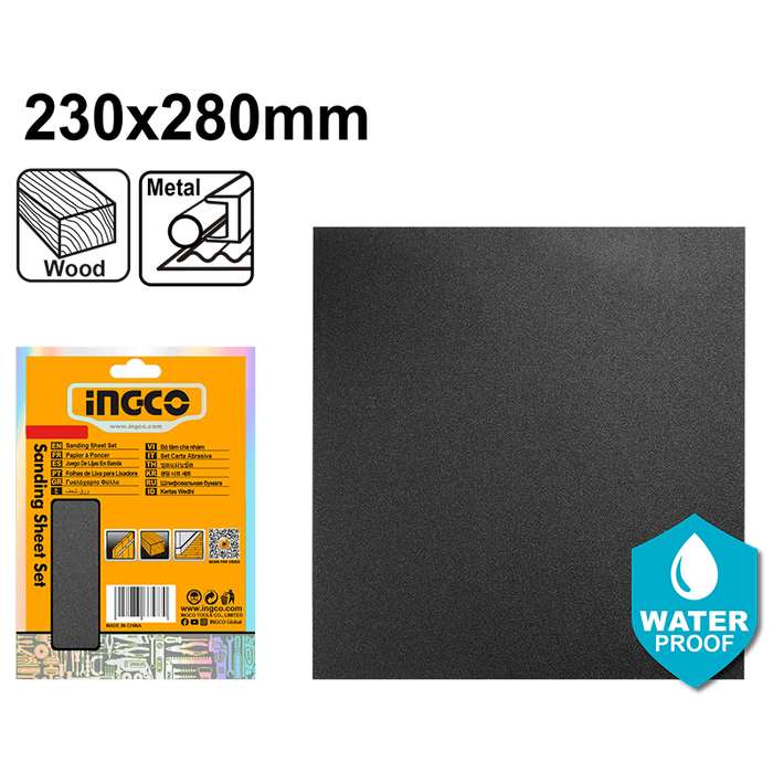 ورق حف نمرة 1200 بقياس 230*280 ملم عدد 50 قطعة مناسب لصنفرة الخشب والماء من INGCO