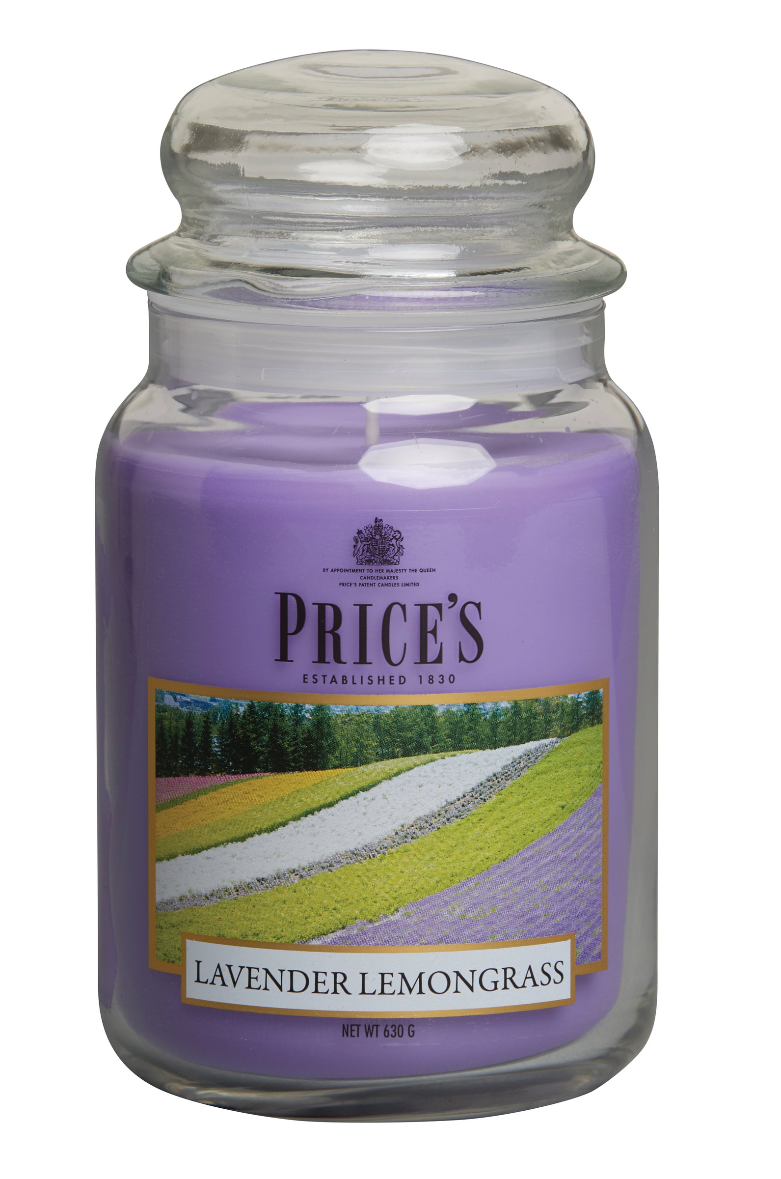 Price's Large Scented Candle with Jar and Lid - Lavender & Lemongrass
