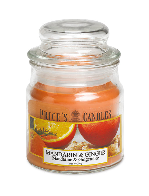 Price's brand Medium Candle Jar with Lid - Mandarin & Ginger