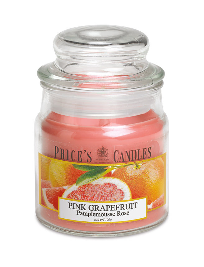 Price's Medium Scented Candle with Jar and Lid - Pink Grapefruit