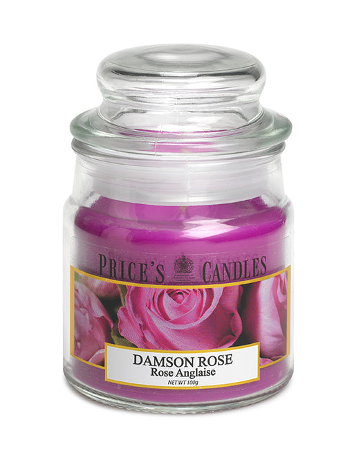 Price's brand Medium Candle Jar with Lid - Damson Rose