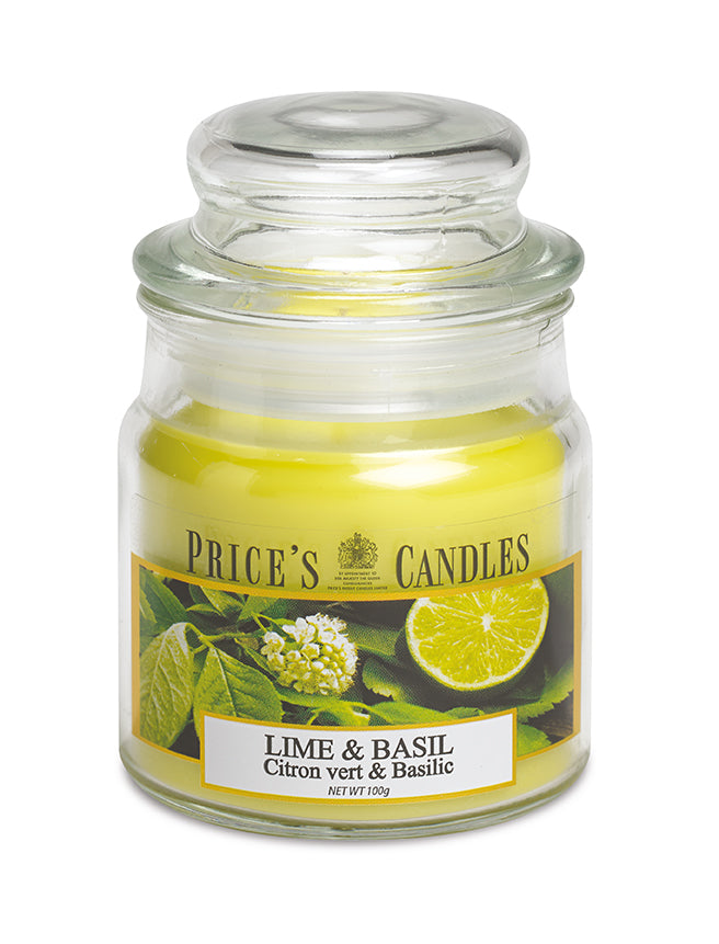 Price's Medium Scented Candle with Jar and Lid - Lemon and Basil