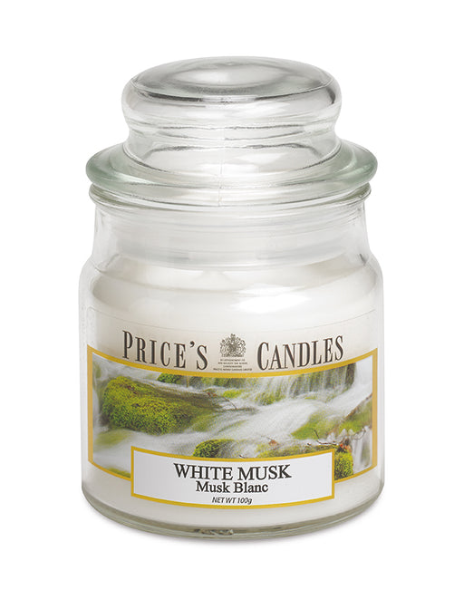 Price's brand Medium Candle Jar with Lid - White Musk