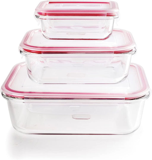 Ibili brand Lunch-Away Set of 3 Food Containers - Red Colored