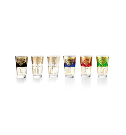 Ibili brand Set of 6 Crystal Tea Glasses - Multicolored